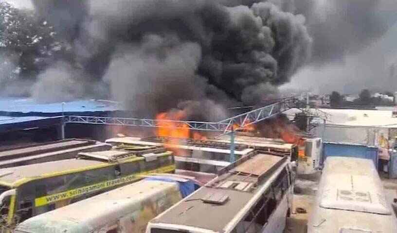 Massive fire | డిపోలో భారీ అగ్నిప్రమాదం.. 18 బస్సులు దగ్ధం